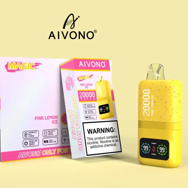 aivono 20000 20k puffs disposable vape with screen link lemon ice flavor