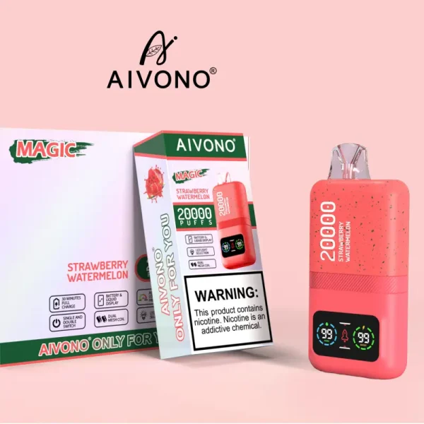 aivono 20000 20k puffs disposable vape with screen strawberry watermelon flavor