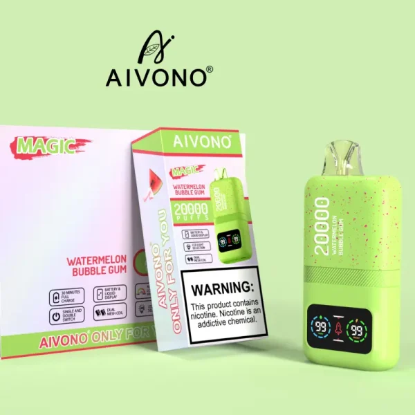 aivono 20000 20k puffs disposable vape with screen watermelon bubble gum