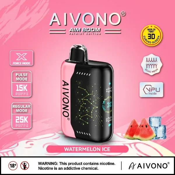 aivono 25000 25k puffs smart disposable vape with screen watermelon ice