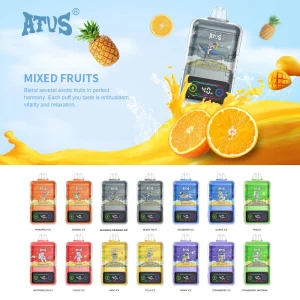 ATVS 30000 Puffs Vape Pen with screen and fruity flavors like Mixed Fruit and Yakult