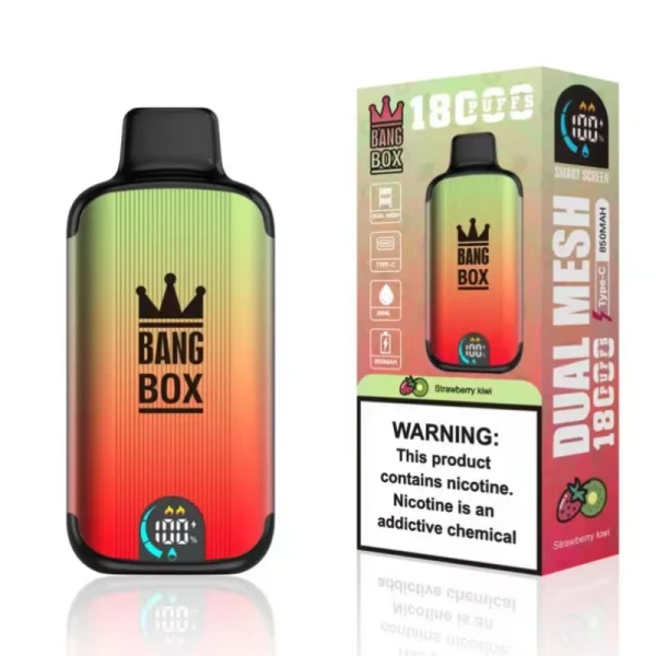 bang box 18000 18k puffs disposable vape with screen strawberry kiwi