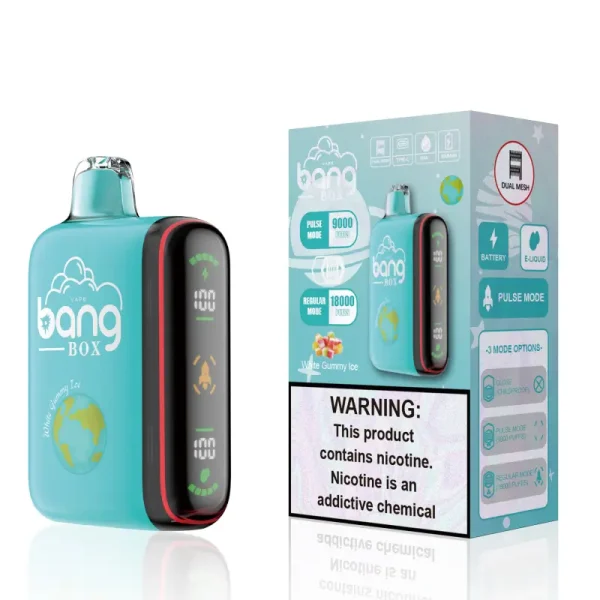 bang box 18000 18k puffs disposble vape with smart screen white gummy ice