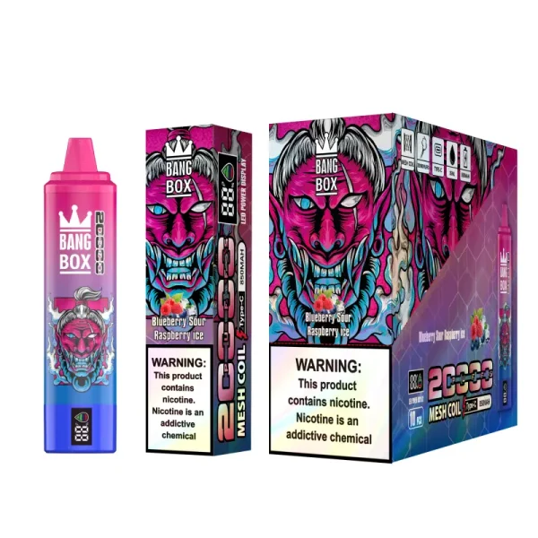 bang box 20000 20k puffs disposable vape with screen blueberry sour raspberry ice