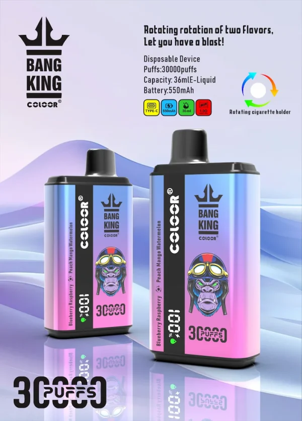 Bang King 30000 boccate monouso - Mirtillo Lampone Pesca Mango Anguria