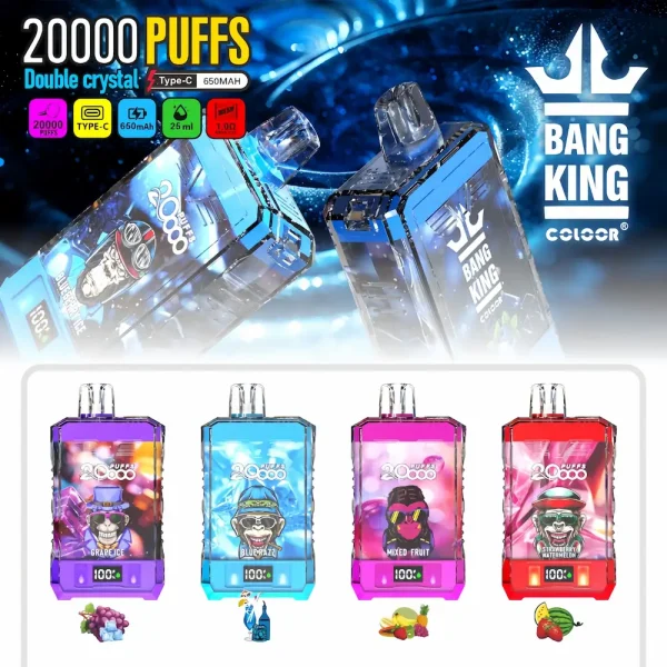 Bang King Double Crystal 20000 puffs full flavor lineup