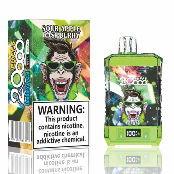 Bang King Double Crystal 20000 puffs disposable vape - Sour Apple Raspberry flavor