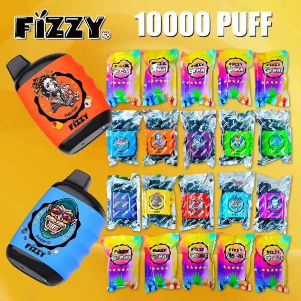 Fizzy Great 10000 puff vapes - all flavors with individual colorful packaging real shot 1