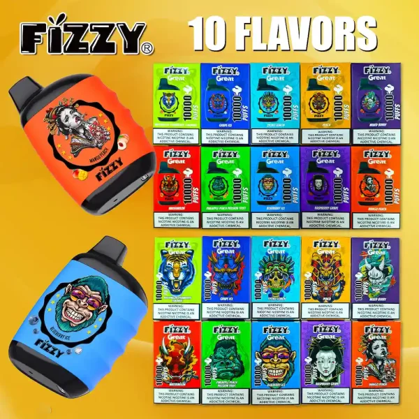Fizzy Great 10000 puff vapes - all flavors with individual colorful packaging real shot 2