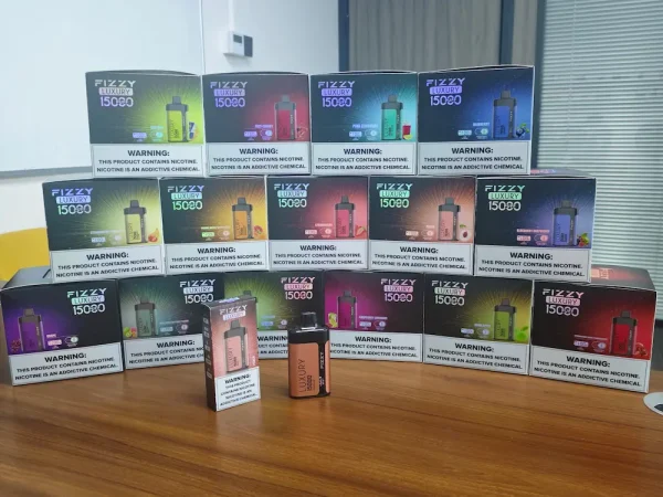 Fizzy Luxury 15000 puffs disposable vape real product photo with multiple boxes