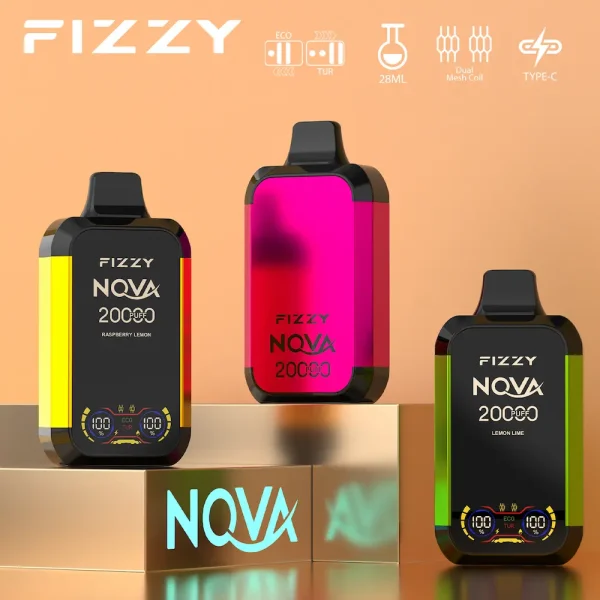 FIZZY Nova 20000 puffar engångsvapeenhet med LED-skärm och Turbo-lägen