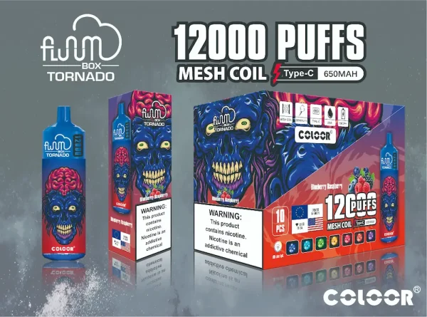 FLUUM Box Tornado 12000 Puffs Disposable Vape - Blueberry Raspberry flavor