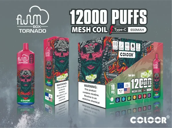 FLUUM Box Tornado 12000 Puffs Disposable Vape - Sour Apple flavor