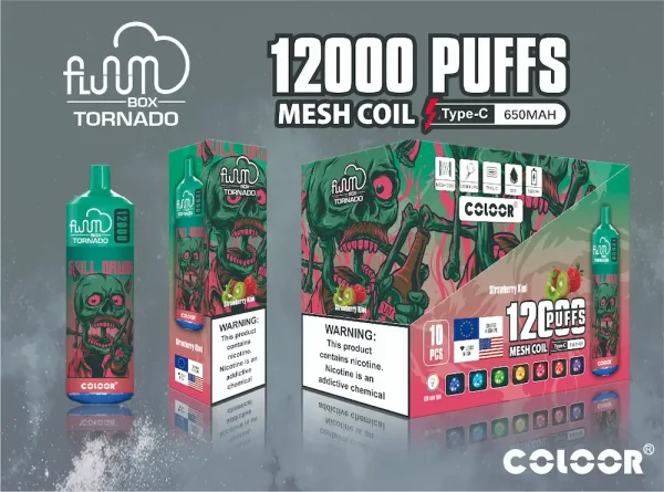 FLUUM Box Tornado 12000 Puffs Disposable Vape - Strawberry Kiwi flavor