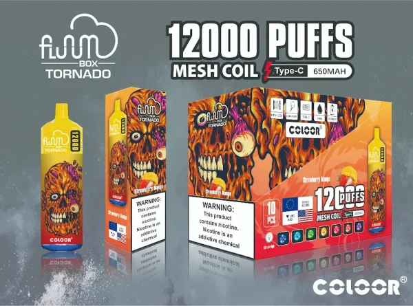 FLUUM Box Tornado 12000 Puffs Disposable Vape - Strawberry Mango flavor