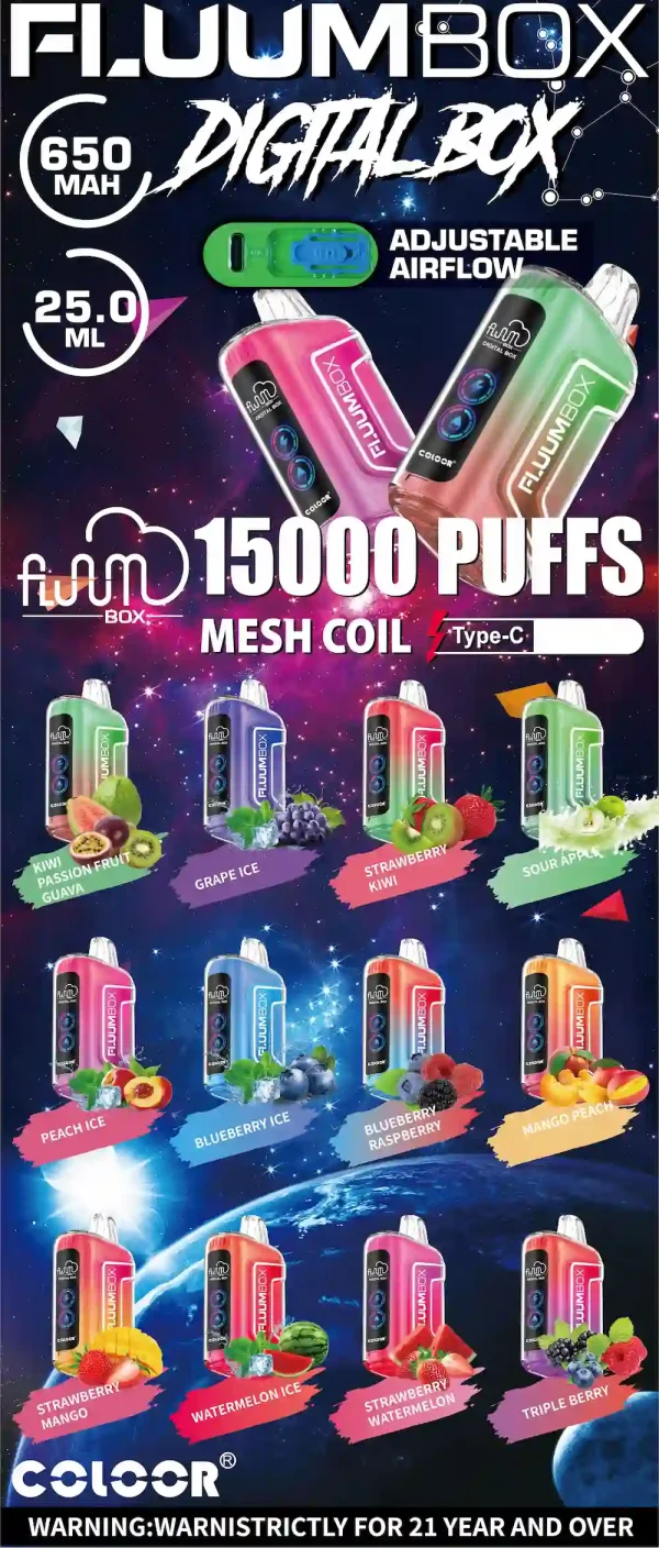 FLUUM Digital BOX 15000 15K Puffs Disposable Vape - flavor lineup