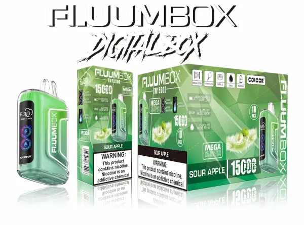 FLUUM Digital BOX 15000 15K puffs disposable vape - Sour Apple flavor