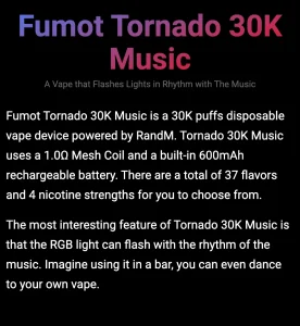 Details of Fumot Tornado 30000 Figure 1