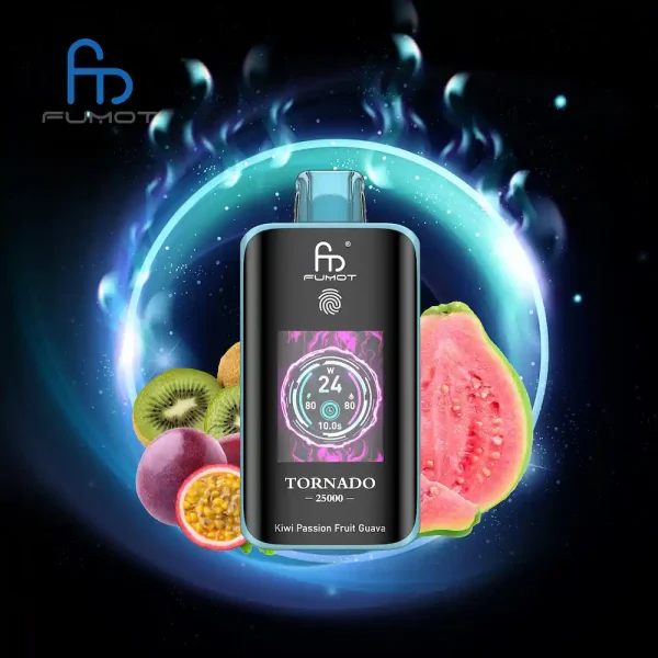 Fumot Tornado 25000 25K puffs disposable vape - Kiwi Passion Fruit Goût Goyave