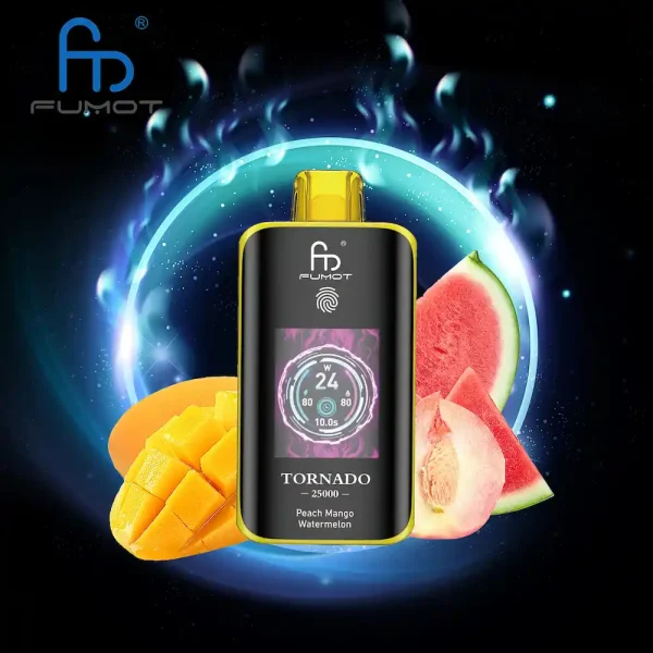 Fumot Tornado 25000 25K puffs disposable vape - Peach Mango Watermelon flavor