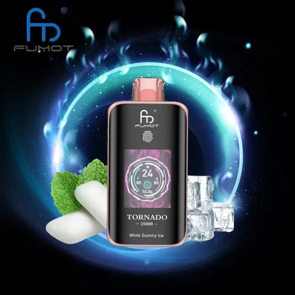 Fumot Tornado 25000 25K puffs disposable vape - White Gummy Ice flavor