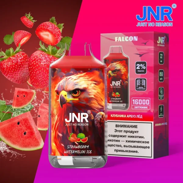 JNR Falcon 16K 16000 puffs disposable vape with cool strawberry watermelon ice flavor