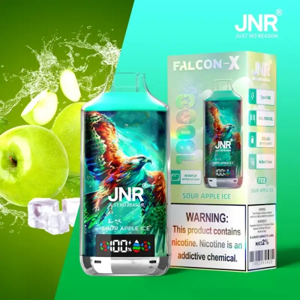 JNR Falcon X 18000 18K disposable vape - Sour Apple Ice flavor