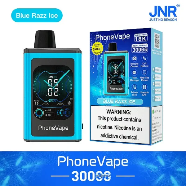 JNR Phone Vape 30000 puffs Blue Razz Ice – smart vape with app