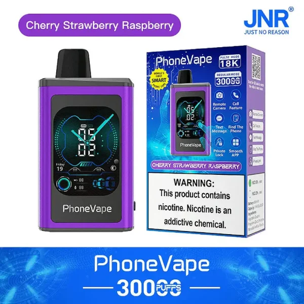 JNR Phone Vape 30K puffs Cherry Strawberry Raspberry – touch screen disposable vape