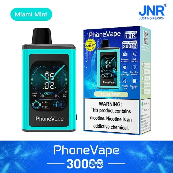 JNR Phone Vape 30000 puffs Miami Mint – smart vape with Bluetooth messaging