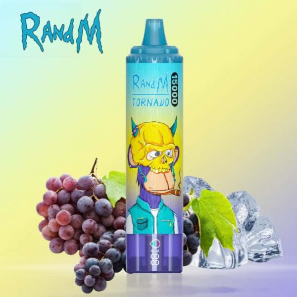 RandM Tornado 15000 15K puffs Disposable vape - Grape Ice flavor