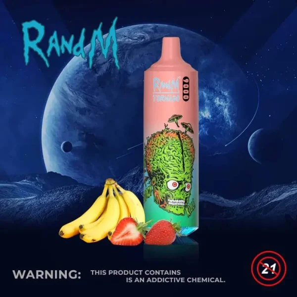 RandM Tornado 9000 9k puffs disposable vape – Strawberry banana flavor