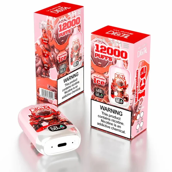 VAPME 12000 Puffs Digital disposable vape product box and device with LED display