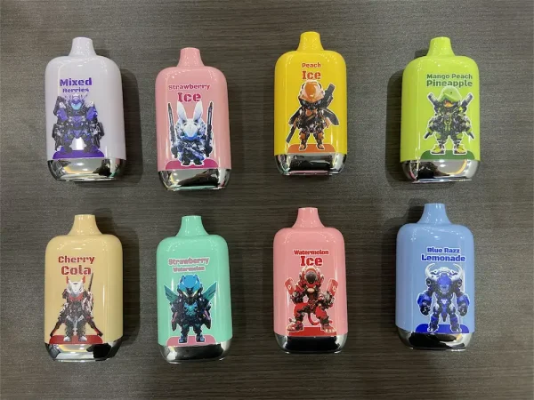 VAPME 12000 Puffs Digital disposable vapes physical layout with colorful robot-themed designs