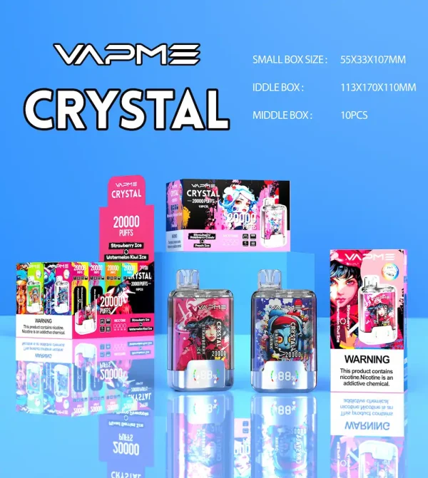 VAPME Crystal 20000 puffs disposable vape specification chart