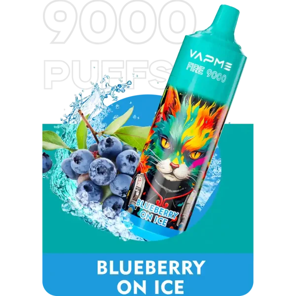 VAPME Fire 9000 puffs disposable vape with Blueberry On Ice flavor