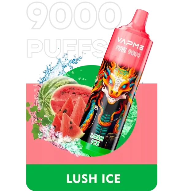 VAPME Fire 9000 puffs disposable vape with Lush Ice flavor