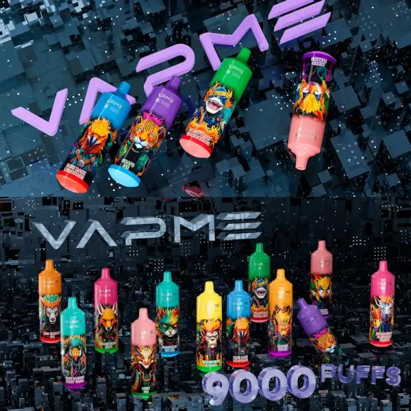 VAPME Fire 9000 puffs disposable vape main display with full device lineup