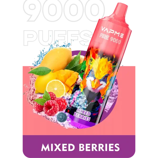 VAPME Fire 9000 puffs disposable vape with Mixed Berries flavor
