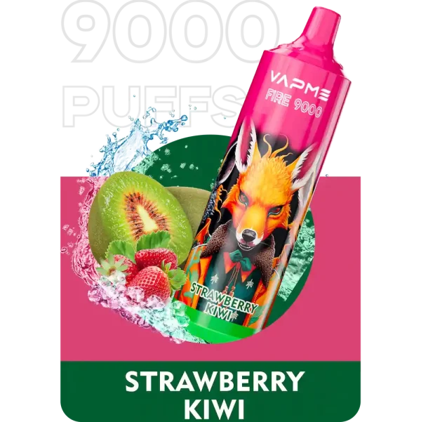 VAPME Fire 9000 puffs disposable vape with Strawberry Kiwi flavor
