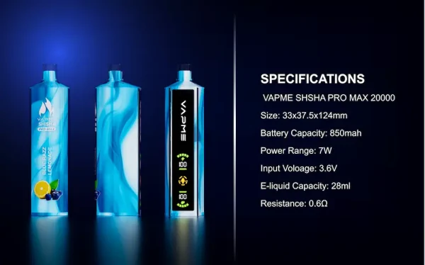 Vapme Shisha Pro Max 20000 20K puffs disposable vape - Details