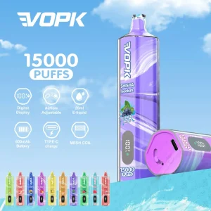 VOPK 15000 15K puffs shisha hookah disposable vape main product with features displayed