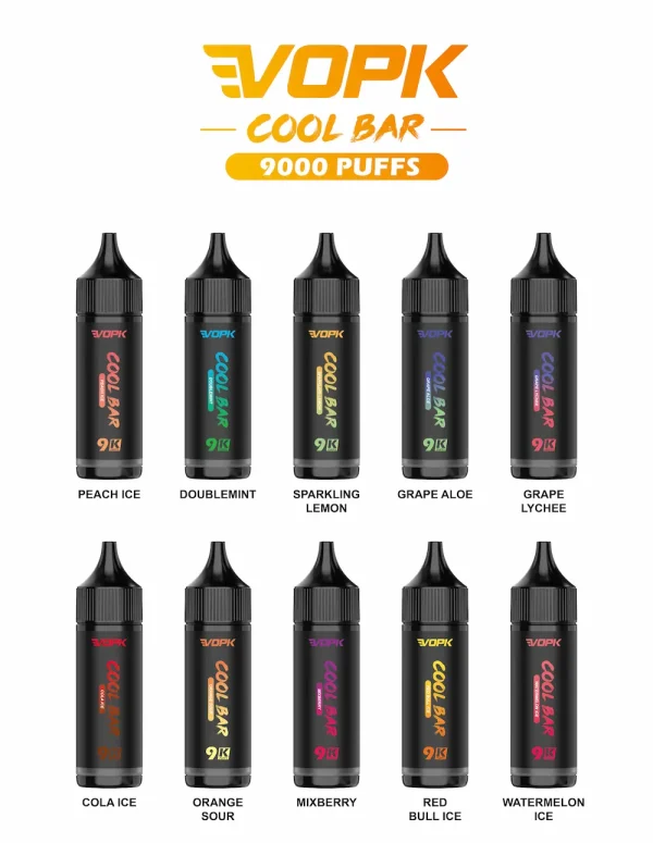 VOPK Cool Bar 9000 puff vapes - full flavor list