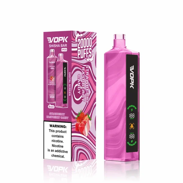 VOPK Shisha 20000 puffs disposable vape - Strawberry Raspberry Candy flavor