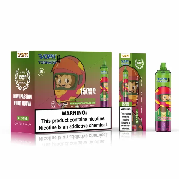 VOPK Tornado 15000 puffs disposable vape - Kiwi Passion Fruit Guava flavor