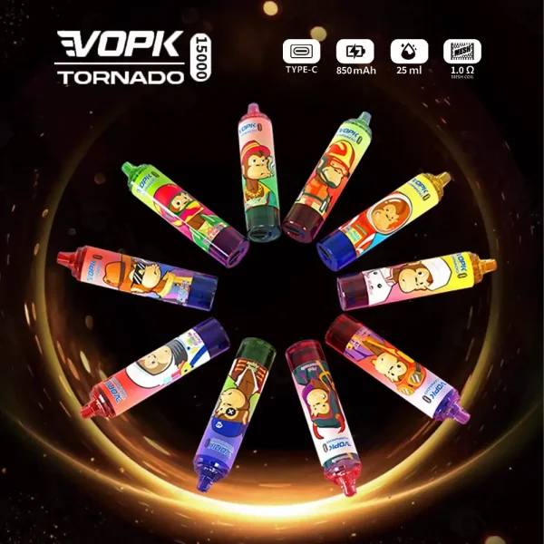 VOPK Tornado 15000 puffs disposable vape main image with full device display