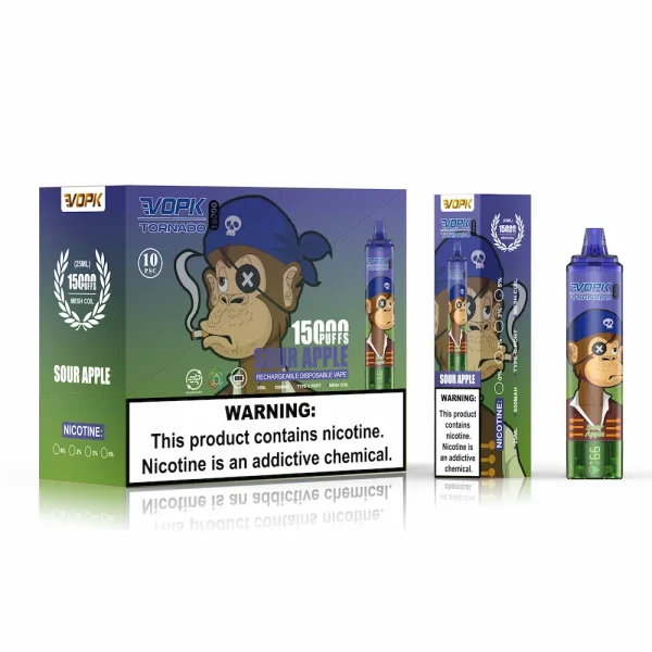 VOPK Tornado 15000 puffs disposable vape - Sour Apple flavor