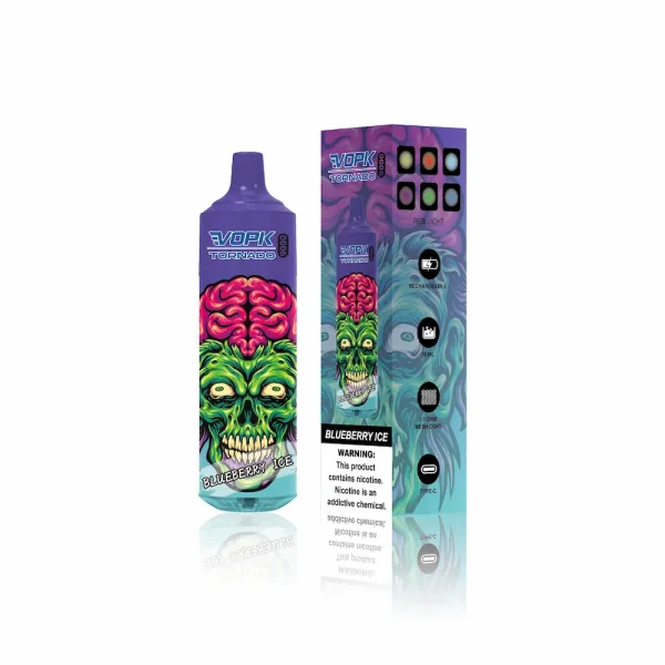 VOPK Tornado 9000 RGB disposable vape - Blueberry Ice flavor