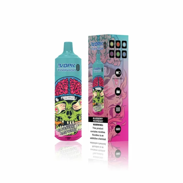VOPK Tornado 9000 RGB disposable vape - Blueberry Raspberry flavor