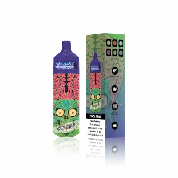 VOPK Tornado 9000 RGB disposable vape - Cool Mint flavor